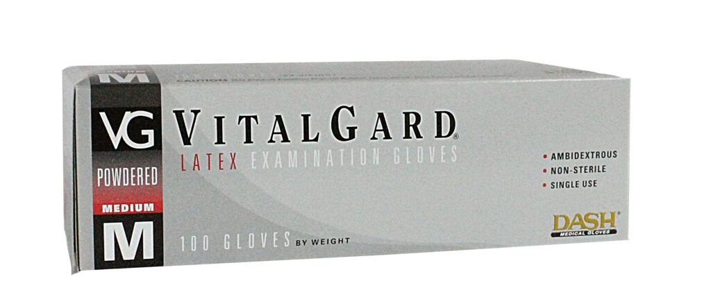 Lightly powdered latex gloves