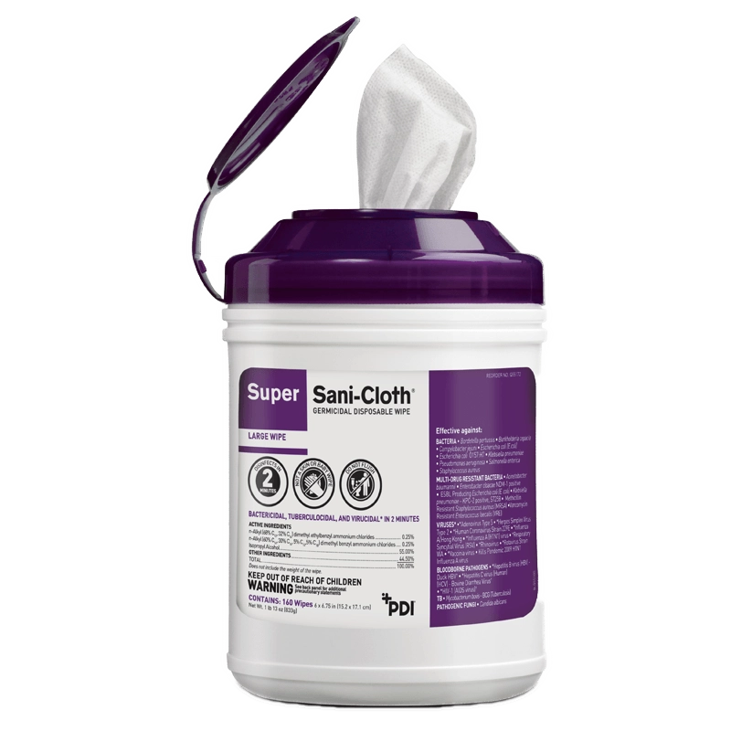 super sani cloth container with purple lid