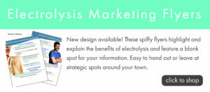 New electrolysis marketing flyers available in both teal and navy blue colors