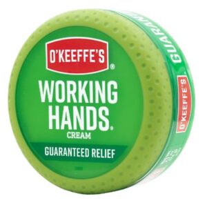 Green jar of O'Keeffe's brand Working Hands Hand cream