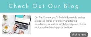Promotional banner with a turquoise header reading ‘Check Out Our Blog.’ An image of a laptop appears on the left, with text describing what you can find on the blog on the right, along with a gray button labeled ‘click to read.’