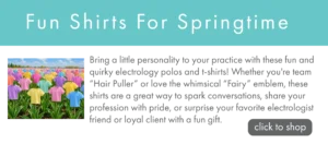 Banner describing that we have fun shirts with an electrolysis theme available