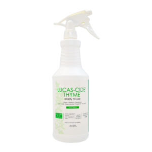 Quart spray bottle of Lucas Cide Thyme Disinfectant